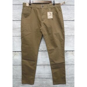 1738 Dynasty Pants Mens Size 36X32 Tobacco Slim Fit Twill Stretch Pants New
